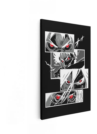 Artaza Canvas Schilderij Manga Panelen - 20x30 cm - Wanddecoratie Anime - Muurdecoratie Zwart Wit - Schilderijen Op Canvas - Rood