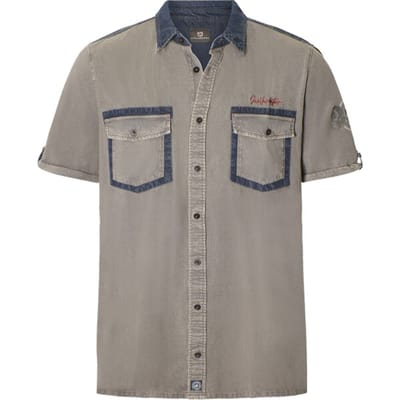 Jan Vanderstorm herren Overhemd Met Korte Mouwen - 41/42 - grijs - Plus Size