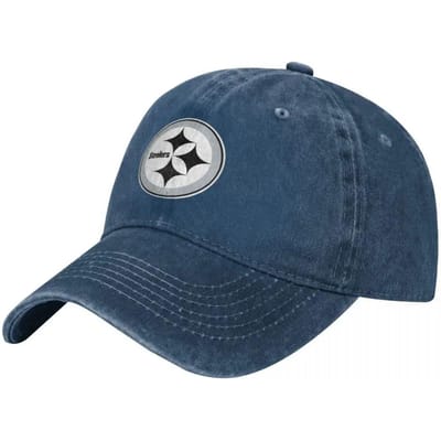 Casquettes de Baseball Logo Steeler Noir et Blanc Casquettes Vintage en Jean Lavé Style Unisexe Chapeaux d'Extérieur pour la Course à Pied Loisirs Adjustable gray