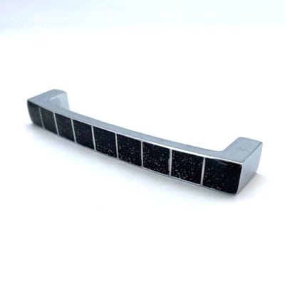 Greep glanzend chroom ingelegd met zwarte glitter klein 107mm
