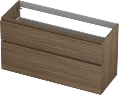 INK® wastafelonderkast 2 laden greeploos houten keerlijst asymmetrisch 120x45x65cm, zuiver eiken