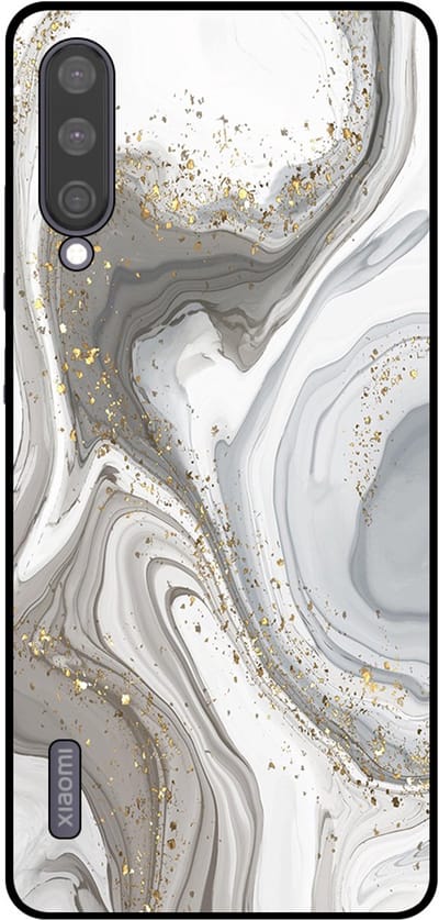 Smartphonica Telefoonhoesje Geschikt voor Xiaomi Mi A3 met marmer opdruk - TPU backcover case marble design - Zilver geschikt voor Xiaomi Mi A3