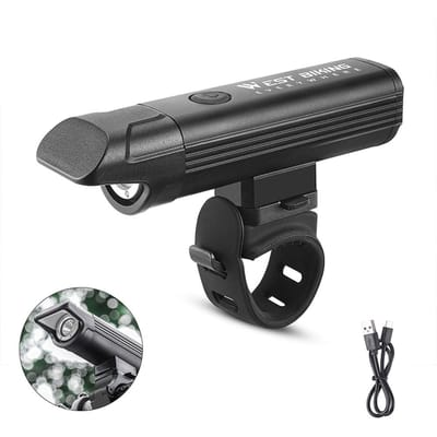 Feu avant de vélo lumineux en alliage d'aluminium, multifonctionnel, Rechargeable par USB, étanche T6