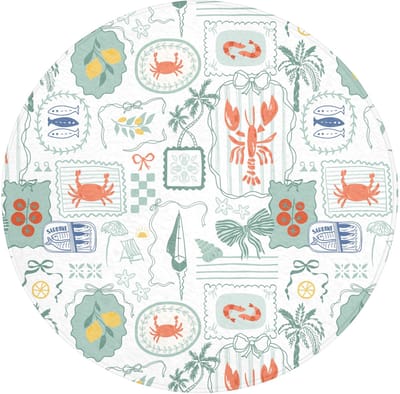 Badmat Rond 70x70 cm Badkamer Accessoires Bath Mat Douchemat Antislip Wc Badkamermat Memory Foam Wasbaar Bathroom Toilet Mats Patroon - Groen - Mediterraans