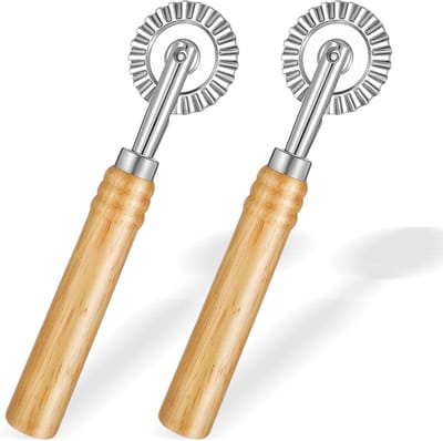 Pasta en deeg snijwiel set, ideaal voor ravioli, dumplings en lasagne met lange houten handgreep