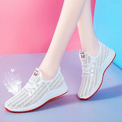 Lente en Zomer Nieuwe Vliegende Weef Dames Sportschoenen Mode Alles-match Hardloopschoenen Mesh Ademend Casual Dames 40