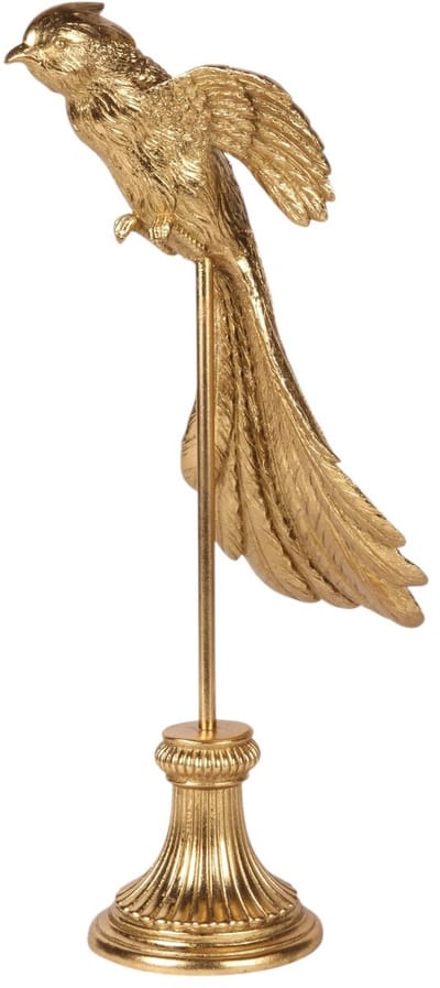 Baroque - Decoratief beeld of figuur - Vogel op Standaard 49,5 cm - Goud - Resin - 49.5x24x18 - Polyresin