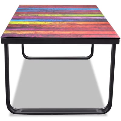 vidaXL - Salontafel - met - regenboog-print - glazen - tafelblad