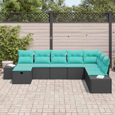 vidaXL - Tuinbank - Set - 8 - st - Zwart - poly - rattan