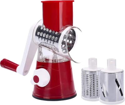 Groentesnijder Machine - Groentesnijder Electrisch - Groentensnijder Electrisch - elektrische rasp - Groentensnijder Handmatig - Electrische Rasp – Hakmolen Elektrisch – Waterdicht – met Schoonmaakborstel en Schilmes - Rood