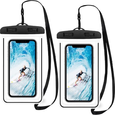 longziming - Zwemhoesje - Drybag - Waterdichte telefoonhoesje - 2 stuks - 18,5x10,5 cm - Voor telefoons tot 6,5 inch - Met verstelbaar zwart koord - PVC + ABS - Voor strand, zwemmen, regen en outdoor