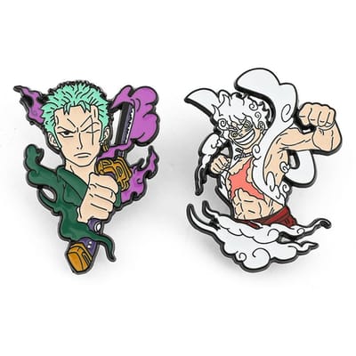 2-12 stuks One Piece Metalen Emaille Speldjes Anime Cartoon Speldjes Luffy Zoro Sanji Chopper Badges Voor Kleding Tas Hoed Accessoire Mooie Cadeaus black