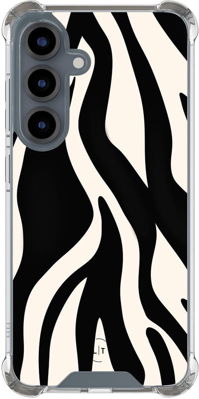 Shockproof hoesje - Geschikt voor Samsung Galaxy S25 - Zebra - Extra sterke case - TPU/polycarbonaat - Print / Illustratie - Zwart, Transparant