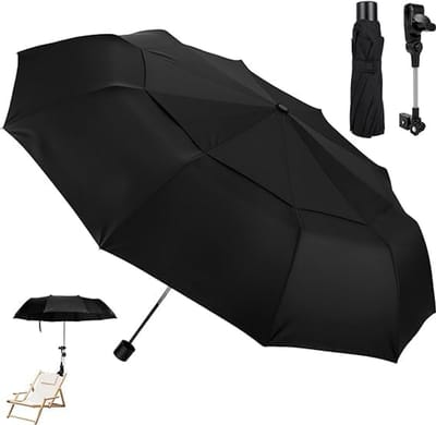 SnelShoppen - Parasol voor Ligstoel met Universele Verstelbare Klem, UV Bescherming 50+, Draagbare Klemparasol voor Campingstoel, Strandstoel, Kinderw