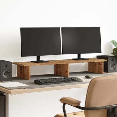 vidaXL - Monitorstandaard - 100x27x15 - cm - bewerkt - hout - oud - houtkleurig