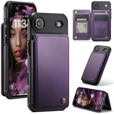 Luxe Portemonnee Backcover met Anti-RFID kaarthouders voor iPhone Air _ Paars