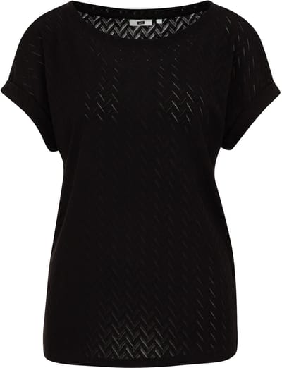 WE Fashion Dames T-shirt met opengewerkte structuur