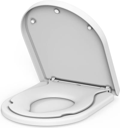 Toiletdeksel met kinderzitje, wc-bril met softclosemechanisme, wc-deksel met quick-release-functie, lost nooit los, gemakkelijk te reinigen, D-vorm, witte toiletbril met kinderen, familie
