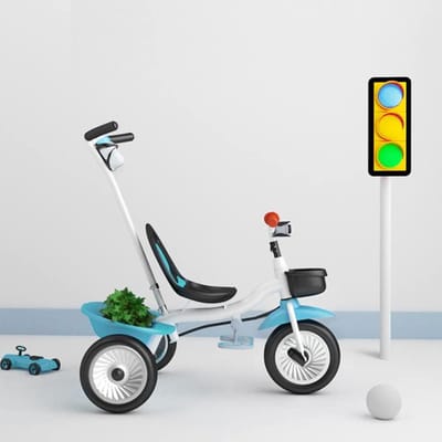Driewieler voor kinderen - Baby loopfiets - Buiten spelen - Twee-in-één ontwerp - 50 x 75 x 87 cm - Blauw-wit