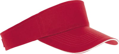 Zonneklep Sunvisor petje - rood - katoen - klittenbandsluiting - voor volwassenen - tennis - sport