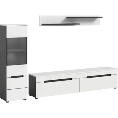 Canu woonkamercombinatie inclusief verlichting staand-hangend wit NB Basalt NB Abs. wit NB - 33x221x141cm