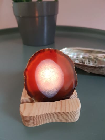 Agaat schijf met theelicht houder natuur 10 cm