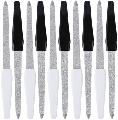 Vijlen, professionele nagelvijl, herbruikbaar, accessoires en gereedschap voor vingernagels, metalen vijl voor thuis- en salongebruik (5 zwart + 5 wit)
