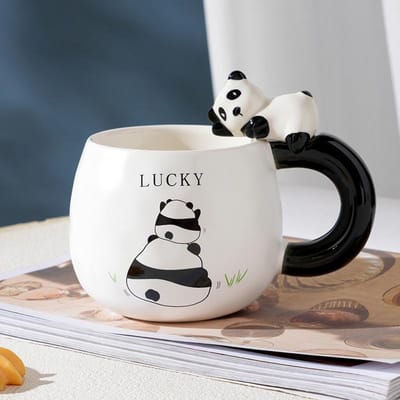 Anime Panda Enkele Mok met Handvat Keramische Mok Schattige Set Mok Grote Inhoud Kantoor Ontbijt Watermok Cadeau Duurzaam 400ML