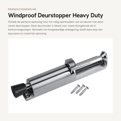 Dailygoods- Deurstoppers Winddicht - Zinklegering - Deurstopper met Veer - Deurbeveiliging - Antislip Rubber Voet - Duurzaam en Roestvrij Staal - Deurbuffer
