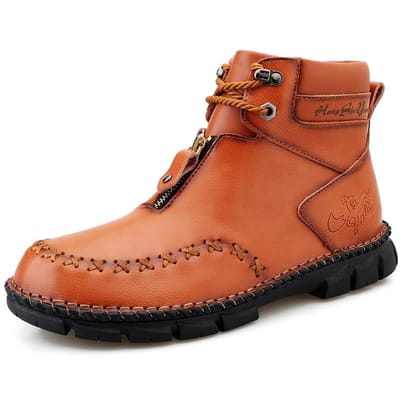 Herfst Heren Echt Leer Hoge Top Enkellaarsjes Heren Jeugd Mode Ademende Sportschoenen Comfort en Casual Leren Schoenen 48 bruin