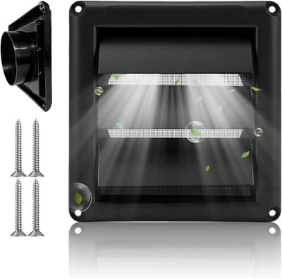 Ventilatierooster - Afzuigkap rooster - Luchtstroom regelen - Insectenwerend hor - 100 mm diameter - Zwart