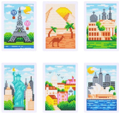 Minipaintings - 004 - set van 6 - Bezienswaardigheden - diamond painting - compleet pakket - Diamond painting by Wietske