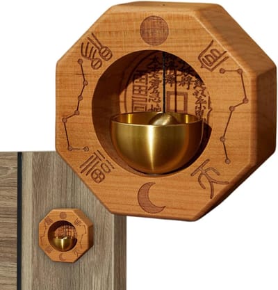 Deurbel Houten Decoratie - Winkeleigenaarsbel - Entree Aankondiging - Vredig Geluid - 9x9x4 cm - Bagua-stijl