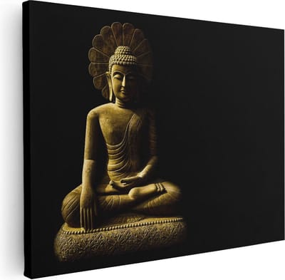 Artaza Canvas Schilderij Boeddha - 80x60 cm - Wanddecoratie Spiritueel - Muurdecoratie Woonkamer - Schilderijen Op Canvas