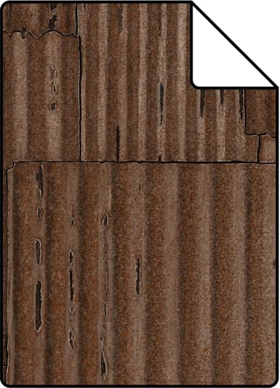 Proefstaal Origin Wallcoverings behang industri�le golfplaten 3D roest bruin - 26,5 x 21 cm - 347616-S