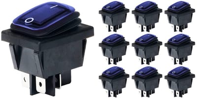 Orbit Electronic Wipschakelaar ON-OFF - 4-pins - 30x22mm - 16A 250V - Spat Waterdicht - KCD4-201-16 - Blauw - 10 stuks