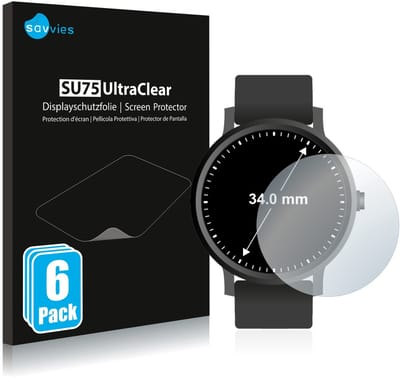 Savvies - Screenprotector voor Ronde Displays (ø: 34 mm) - Folie Beschermfolie transparant 6 Stuks