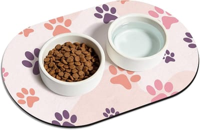 Hondenmat voor voerbakken, 51 x 30,5 cm Absorberende voerbakmat, antislipmat voor hondenbakken voor slordige drinkers