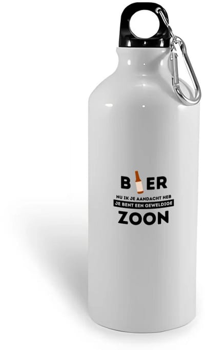 Hacebo® - bier, nu ik je aandacht heb je bent een geweldige zoon waterfles - Zoon - de beste zoon - verjaardagscadeau - verjaardag - cadeau - cadeautje voor zoon - zoon artikelen - kado - geschenk - gift - water fles - 400ML