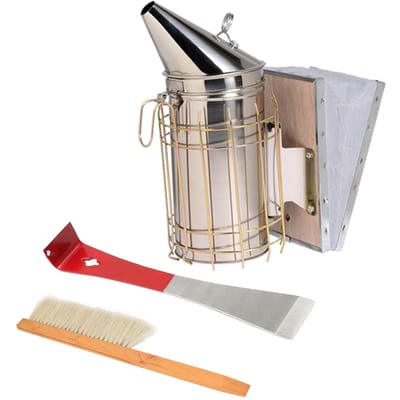 Outil de grattoir de ruche, lève-cadre et grattoir, brosse de ruche, brosse d'apiculture, fumeur de ruche pour argenté
