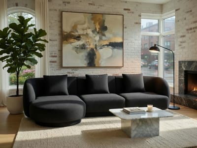 Hoekbank met Rechter Chaise Longue 257x175x59 cm – Zwarte Corduroy Slaapbank met 3 Nekkussens, Bekerhouder en Opbergvak – Diepe Zitting 67,5 cm – Modern L-Vorm Design – Cloud Comfort – Pauwhome