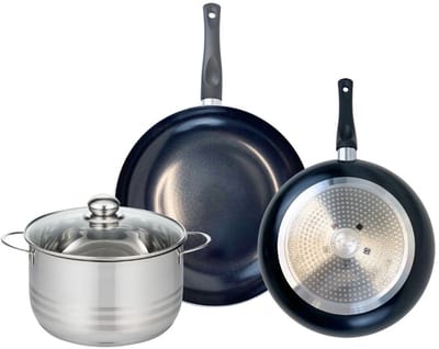 Set van 2 Koekenpannen 28 en 32 cm en 1 braadpan 24 cm Elo Prima Brillant