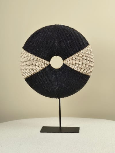 Blitzdeco - Decoratief Object - Owen - Ringvorm - Beige/Zwart - Handgemaakt - 30CM