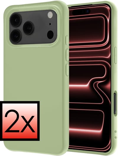 Hoesje - 2 Stuks - Geschikt voor Apple iPhone 17 Pro - Sterk & Shockproof - Case Siliconen - Back Cover - Telefoon Hoes - Groen