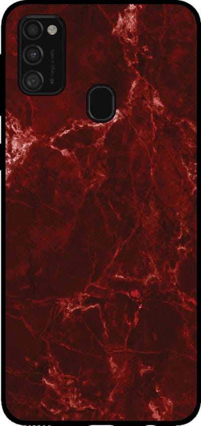Smartphonica Telefoonhoesje voor Samsung Galaxy M21 met marmer opdruk - TPU backcover case marble design - Rood geschikt voor Samsung Galaxy M21