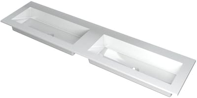 INK Kraft Wastafel Dubbele Bak Zonder Kraangaten - 1800x450x10 mm - Glans Wit