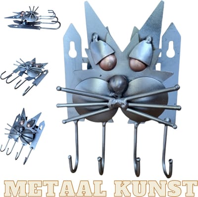 Sleutelhanger kat-metaal kunst-metaal beeld-kat-dieren-hanger-sleutelhanger-kattenliefhebber-het best cadeau-uniek-verjaardag--sinterklas gift-kerst-geschenk