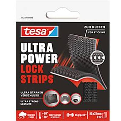 tesa klittenband Ultra Power Lock Strips zelfklevend extreem sterk weerbestendig – 4 stuks (2 paar) 50x25mm
