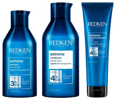 Redken Extreme Shampoo 300ml + Conditioner 500ml + Strengthbuilder Plus Haarmasker 250ml