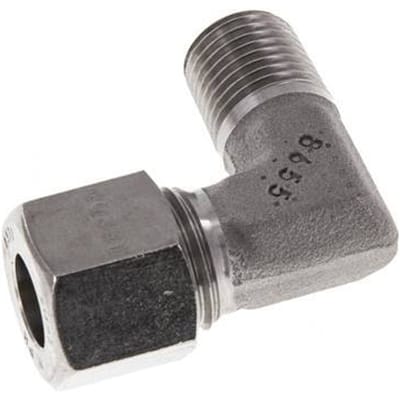R 1/4'' Buitendraad x 10L RVS L-Fitting 90graden 315 Bar DIN 2353 - FL2E-MC-ST-014R-10-L